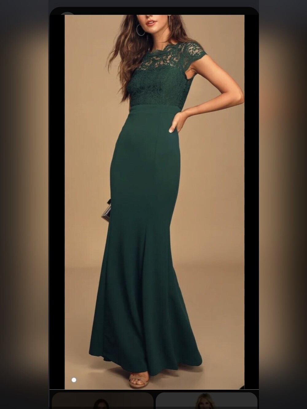 Lulu's Emerald Green Lace Bodice Mermaid Gown
